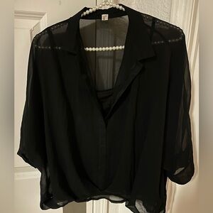 Chic Black Sheer Women's Blouse